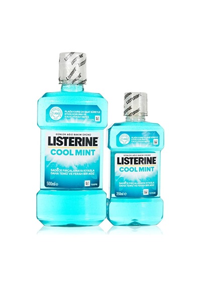 4 Adet Listerine Ağız Bakım Suyu Cool Mint 500 Ml + 250 Ml
