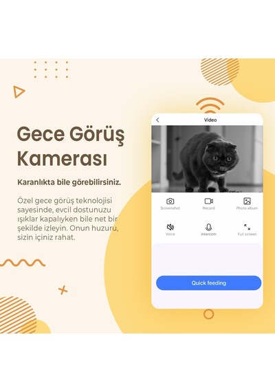 Qq005 Gece Görüşlü 480p Kameralı, Akıllı Otomatik Kedi Mama Kabı, Tuya App-wifi Uzaktan Kontrol