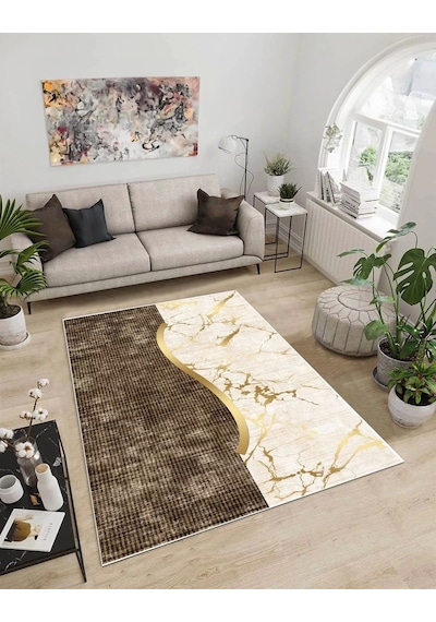 Dijidekor Işıltı Koleksiyonu Model58 Süngerli Dijital Baskılı Saçaksız Mutfak Halısı Yolluk