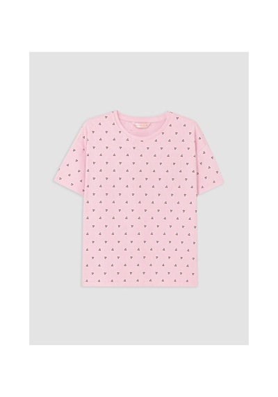 Lcw Dream Ekru Kiraz Desenli Kadın Pijama Takım