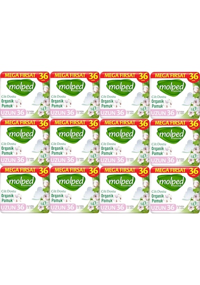 Molped Pure & Soft Hijyenik Ped Uzun 12 x 36'lı