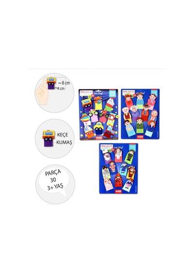 3 Set - 30 Parça Tox Taşıtlar Aile Bireyleri ve Meslekler Parmak