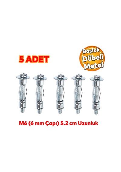 Çelik Alçıpan Boşluk Dübel Frt Tuğla Duvar Bims Paraşüt Dübeli 6x52 Metal 5 Adet