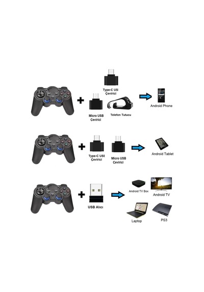 Tr Kablosuz Telefon Tablet Oyun Kolu 2.4ghz Android Uyumlu Pc/tv/tv Box / Ps3 Uyumlu Gamepad