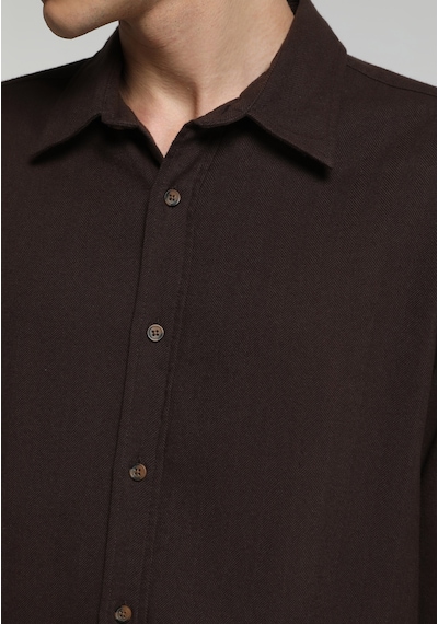 Colin's Colins Regular Fit Shirt Neck Düz Erkek Kahverengi Uzun Kol Gömlek Cl1082606 Q1.v2 Brw