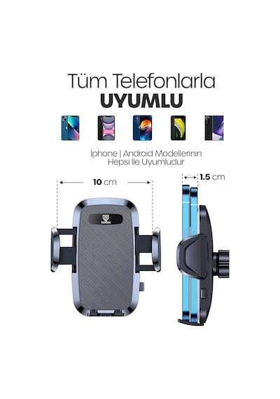 2 Modlu Klima + Torpido Araç Telefon Tutacağı Cam Havalandırma Vantuzlu Araba Telefon Tutucu Tt01 2 Mixed