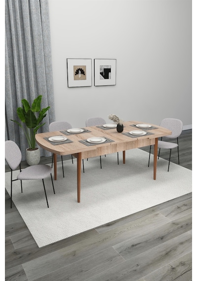 Renlife Yemek Masası Mutfak Masası Ahşap Ayaklı Masa Oval Açılır Masa Safir Sonomo .