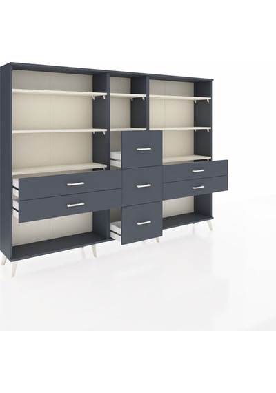 Arges Dolap 8 Raflı 7 Çekmeceli 220x30x163 Antrasit-aytaşı/antrasit Aytası/antrasıt - Antrasıt