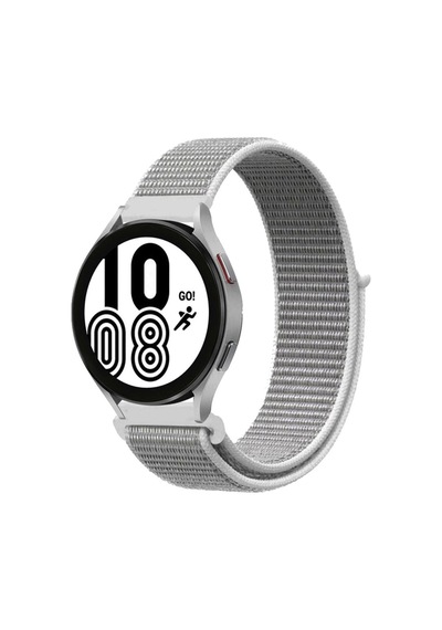 Mey İthalat Samsung Samsung Uyumlu Galaxy Watch 4 Hasırlı Cırtcırtlı Kordon - Beyaz