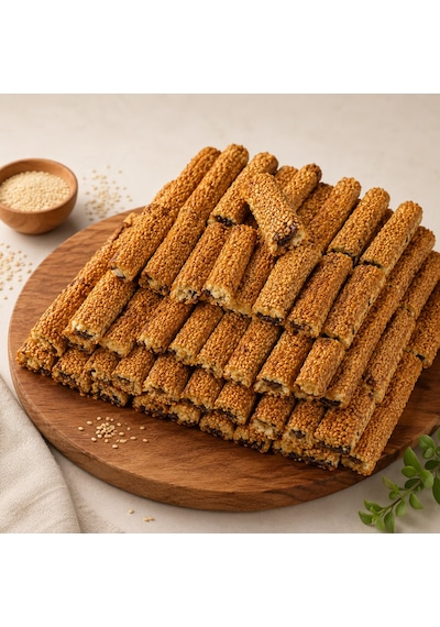 Yumuşak Susamlı Hurma Rulosu Bol Susamlı, Doğal Hurma Dolgulu, Geleneksel Lezzet 1 Kg