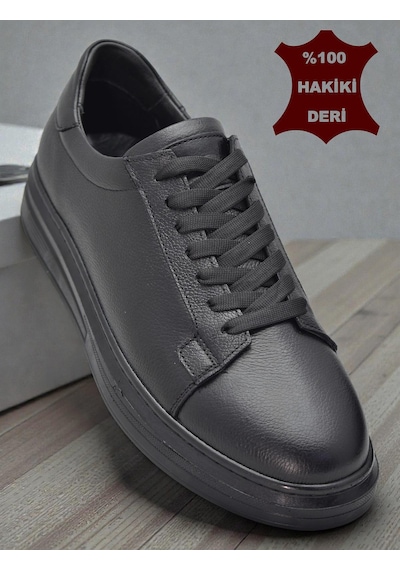 Ispartalılar 76 Tam Ortopedik Taban Hakiki Deri Günlük Erkek Ayakkabı Casual Erkek Ayakkabı Sneakers Siyah