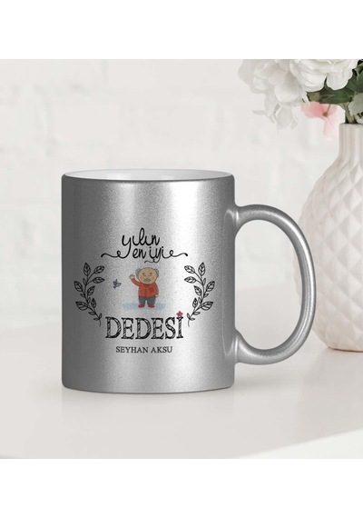 Kişiye Özel Yılın En Iyi Dedesi Gümüş Yaldızlı Kupa Bardak