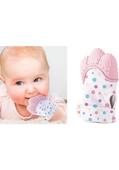 Babyjem Diş Kaşıyıcı Eldiven Pembe Çok Renkli
