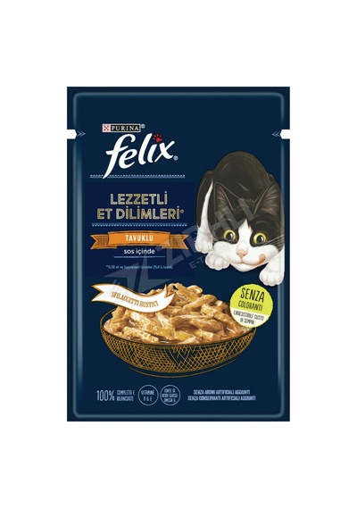 5 Adet Felix Lezzetli Et Dilimleri Tavuklu Yaş Kedi Maması 80 Gr