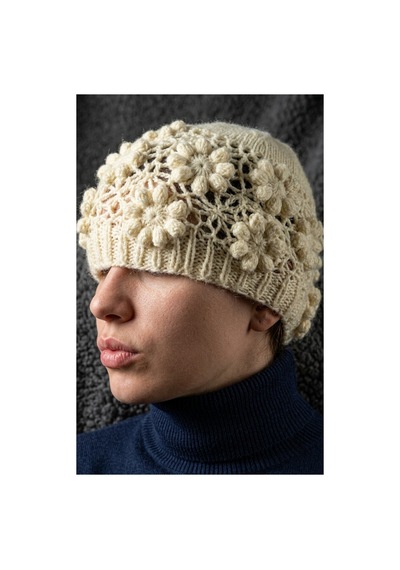 Emybox El Örgüsü Siyah Kadın Bere Tığ İşi Çiçek Motifli Bohem Kışlık Şapka - Vintage Stil Yumuşak Örgü Bere Modeli Limon Sarı