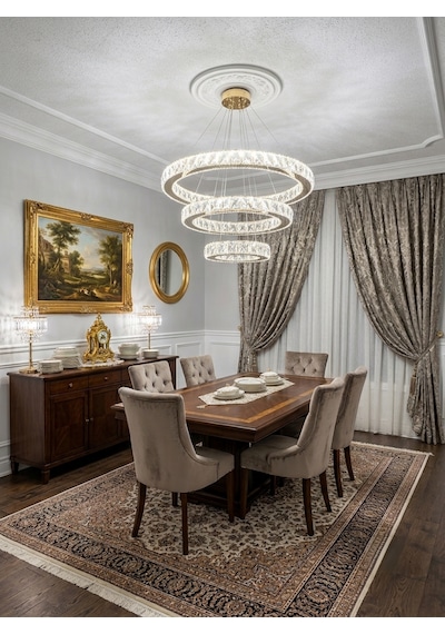 Ala Lighting Plaket Kristal Taş Işlemeli 201 Gold Paslanmaz Ledli Avize Altın - Gold
