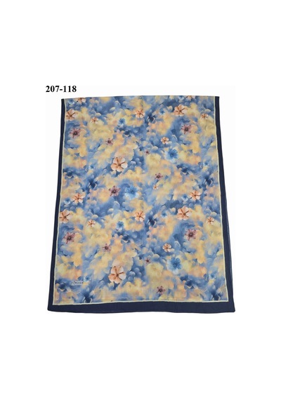 Moonscarfs Moonscarf Bambu Kraş Pamuk Şal Lacivert 207-118 Çok Renkli