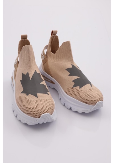 Dgn 070 Kadin Yazili Sneaker 070-2252-R0152 Bej