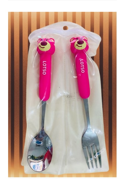 Cinnamoroll Silikon Saplı Çocuk Çatal Kaşık Takımı Kırmızı