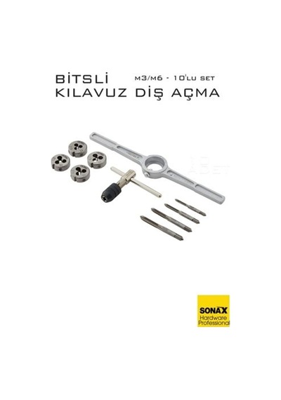 10'lu Bitsli Diş Açma Kılavuz Seti Endüstriyel Çelik, Dişli Matkap Ucu 722465 Str-mn346