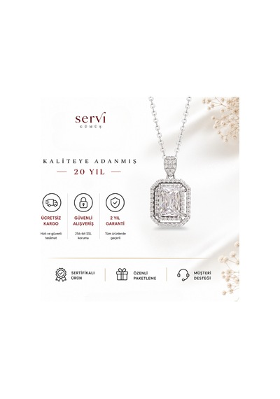 Servi 925 Ayar Gümüş Baget Kolye-27