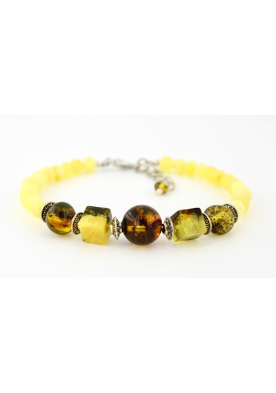 Kehribar Bayan Bileklik Özel Tasarım Ambergold Blk23-70 Çok Renkli