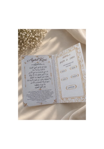Kişiye Özel Nikah Belgesi- Özel Tasarım Nikah - Düğün Belgesi Beyaz