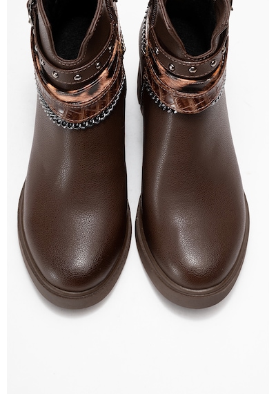 Luvishoes Luvi Shoes Boliva Kahverengi Kemerli Zincirli Kadın Kalın Topuklu Bot kahverengi