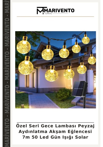 Özel Seri Gece Lambası Peyzaj Aydınlatma Akşam Eğlencesi 7m 50 Led Gün Işığı Solar