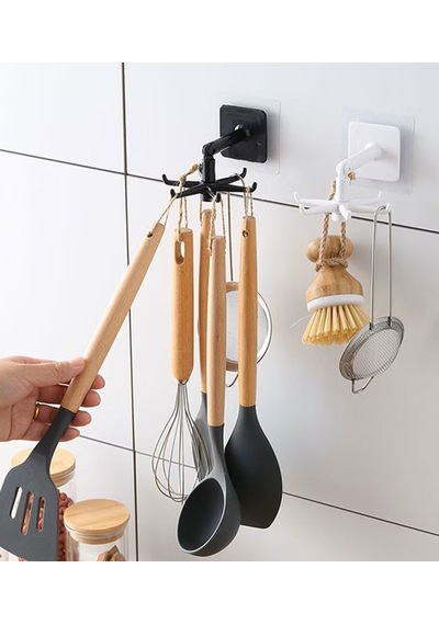 Brokoli Home 1 Adet Kendinden Yapışkanlı Güçlü 5li Askılık Çok Amaçlı Mutfak Duvar Banyo Gümüş - Siyah