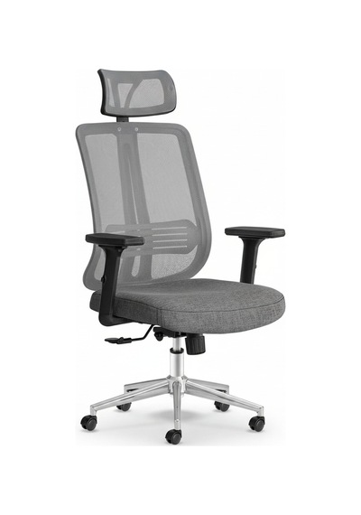 Upstyle Poyraz Başlıklı Fileli Ergonomik Çalışma Koltuğu Gri Krom Koltuk 66 125 65 Cm