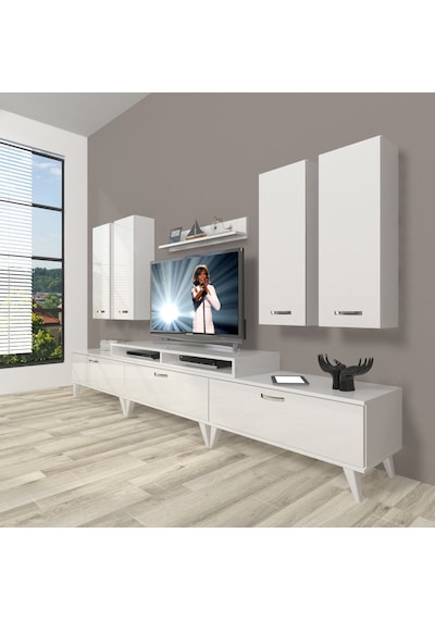 Decoraktiv Ekoflex 8d Slm Retro Tv Ünitesi Tv Sehpası Beyaz