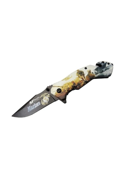 Mtech 4 23 2 Marines Kurtarma / Kamp Çakı 20cm - Yarı Otomatik, Kemerlikli, Cam Kırma Ve İp Kesme Aparatlı