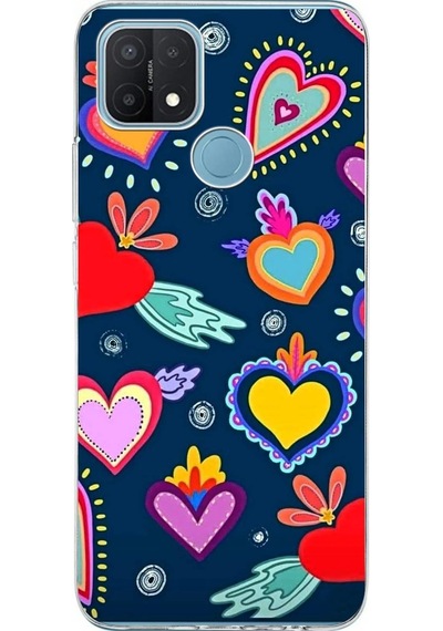 Oppo A15 İle Uyumlu 1mm Slim Fit Retro Renkler 3 Baskılı Şeffaf Kılıf Şeffaf