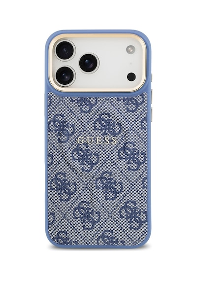 Apple Uyumlu iPhone 17 Pro Max Kılıf Guess M-safe Şarjlı Gold Kamera Çerçeve Pu Deri Yazı Logolu Kahverengi Mavi Mavi