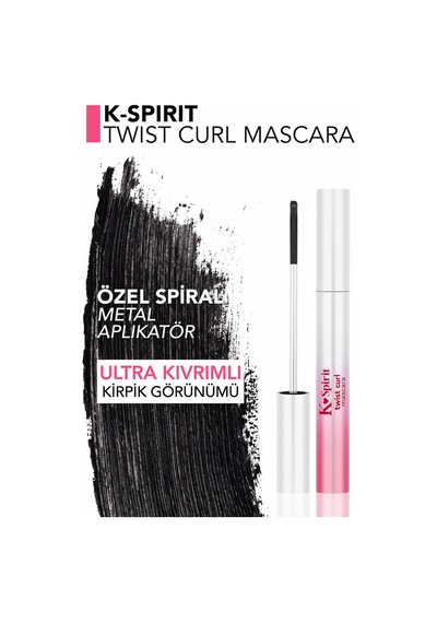 Flormar K-spirit Twist Curl Metal Fırçalı Kirpik Kıvırıcı Maskara 000 Black