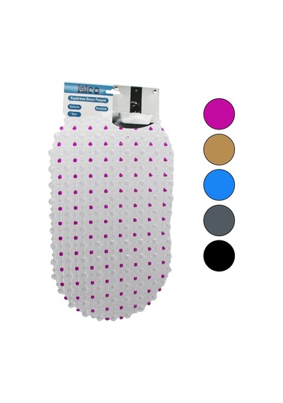 Oval - Eko Pvc +vantuz Desen - Şeffaf Renkli 122pcs Vantuz Kaydırmaz Banyo - Küvet Paspas 33x61cm Bx40