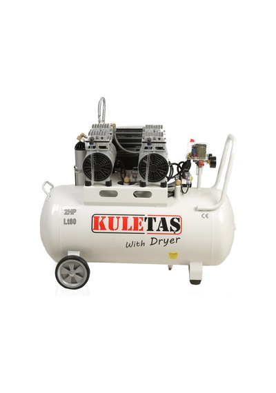 Kuletaş 2 Hp 8 Bar 80 LT Kurutuculu Sessiz Yağsız Dişçi Kompresörü