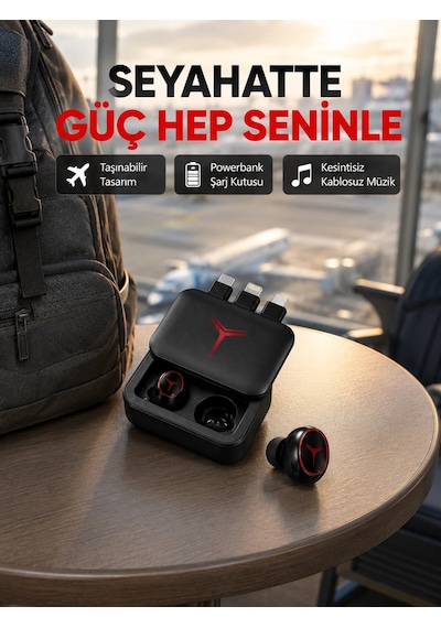Bluetooth Powerbank Kulaklık Kablosuz, Uzun Pil Ömrü, Dokunmatik Ve Yüksek Ses Kalitesi