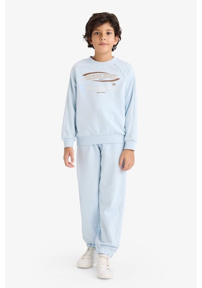 Defacto Erkek Çocuk 2li Takım Baskılı Sweatshirt Eşofman Altı G8060a825cwbe177 Mavi-be177