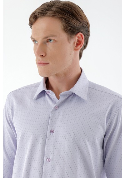 Morven Erkek Lila Dobby Armür Slim Fit Gömlek 23mc004145350 Lila