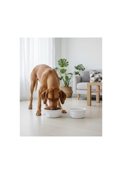 Köpek Su Ve Mama Kabı - Seramik Beyaz Kase - 2'li - Büyük Irk - 19cm - 2 1000ml