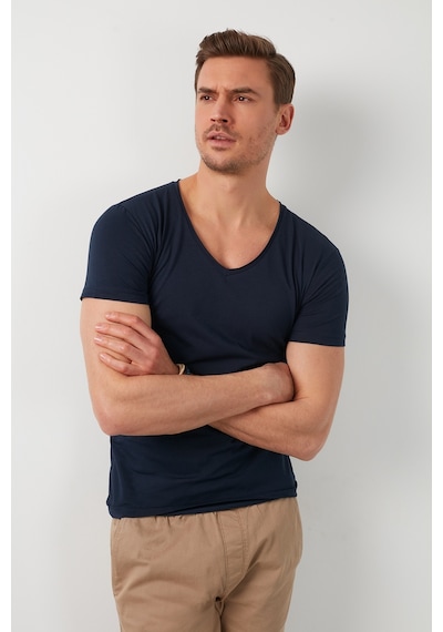 Buratti Pamuklu Slim Fit V Yaka Basic Erkek T Shirt 5412001 Lacivert