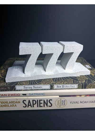 Dekoratif 777 Yazılı Modern Dekoratif Obje - Şans, Bolluk, Pozitif Enerji