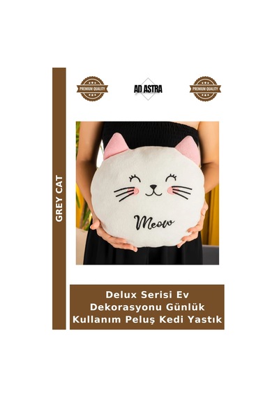 Delux Serisi Ev Dekorasyonu Günlük Kullanım Peluş Kedi Yastık Çok Renkli