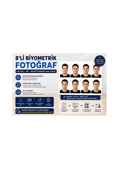 Cantex Tech 8 Adet 5x6 Cm Biyometrik Vesikalık Fotoğraf Ehliyet Ve Kimlik Uyumlu