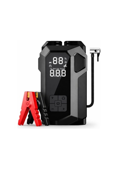 4 İn 1 Akıllı Oto Akü Takviye Cihazı, 16000mah, 12v Dizel/benzinli Araçlar İçin, Hava Kompresörü, El Feneri, Pow