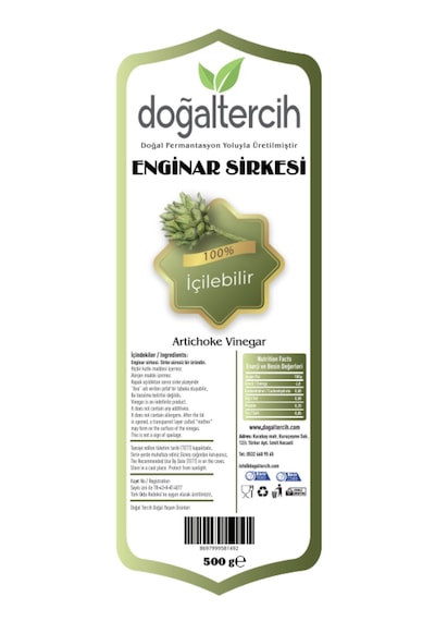 Doğaltercih İçilebilir Doğal Fermantasyon Enginar Sirkesi 500 Ml