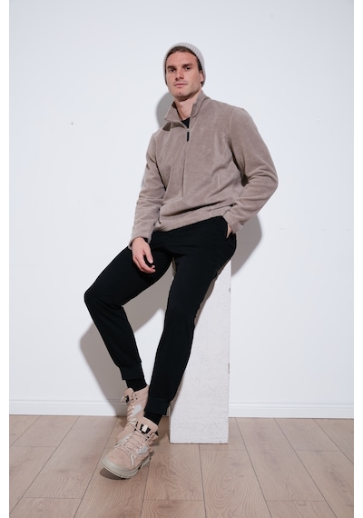 Buratti Slim Fit Dik Yaka Kışlık Şardonlu Erkek Polar 5906053 Vizon