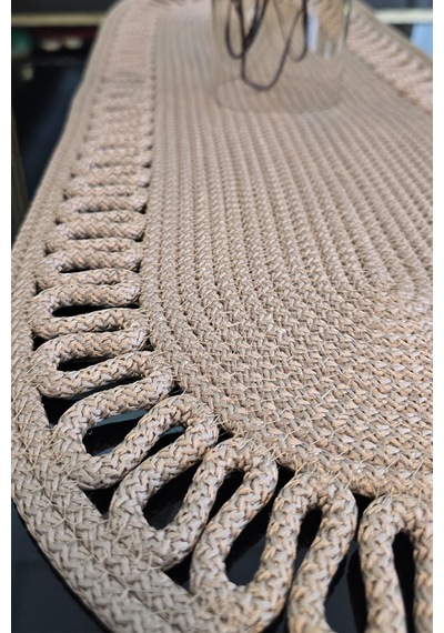 Dekoratif Örgülü 35x100 Cm Runner Şık Masa Orta Sehpa Üstü Dekoratif Sofra Aksesuarı Vizon